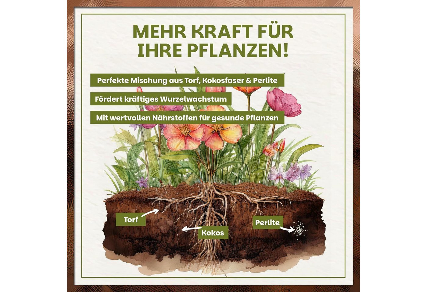 GREEN HOME LOVE NATURE Blumenerde Blumenerde, Pflanzerde für Zimmerpflanzen, Balkon & Garten 18 L, 36 L, 72 L, Langzeitdünger, Perlite, Kokosfasern, pH 5,8, gute Drainage Bild 2