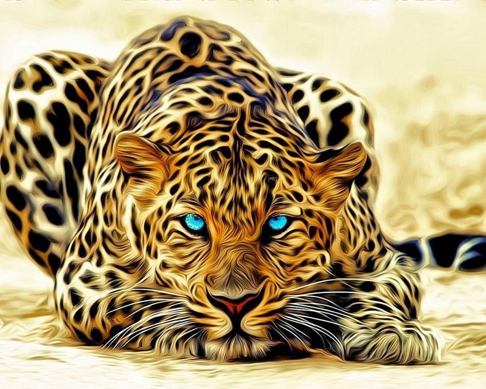 Rötting Design Malen nach Zahlen Diamond Painting Set 5d DIY Motiv imposanter Leopard (Komplett-Set), Diamond Painting Vollbild, Lieferung enthält alle Utensilien