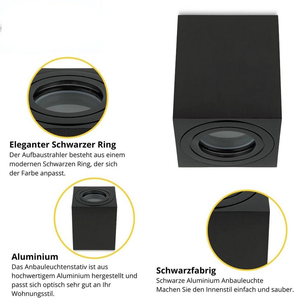 Sweet LED Aufbauleuchte Aufbaustrahler Bad GU10 Aluminium schwarz IP44 deckenspot, ohne Leuchtmittel, Aufbaustrahler LED, Aufbauspot, Deckenstrahler Bild 2