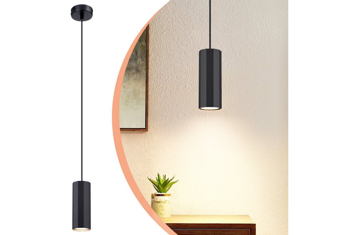 Nettlife Pendelleuchte Esstisch Modern Hängelampe 1/3/4flammig GU10 Pendellampe Schwarz, höhenverstellbar, ohne Leuchtmittel, für Esszimmer Wohnzimmer Küche Schlafzimmer Bild 2