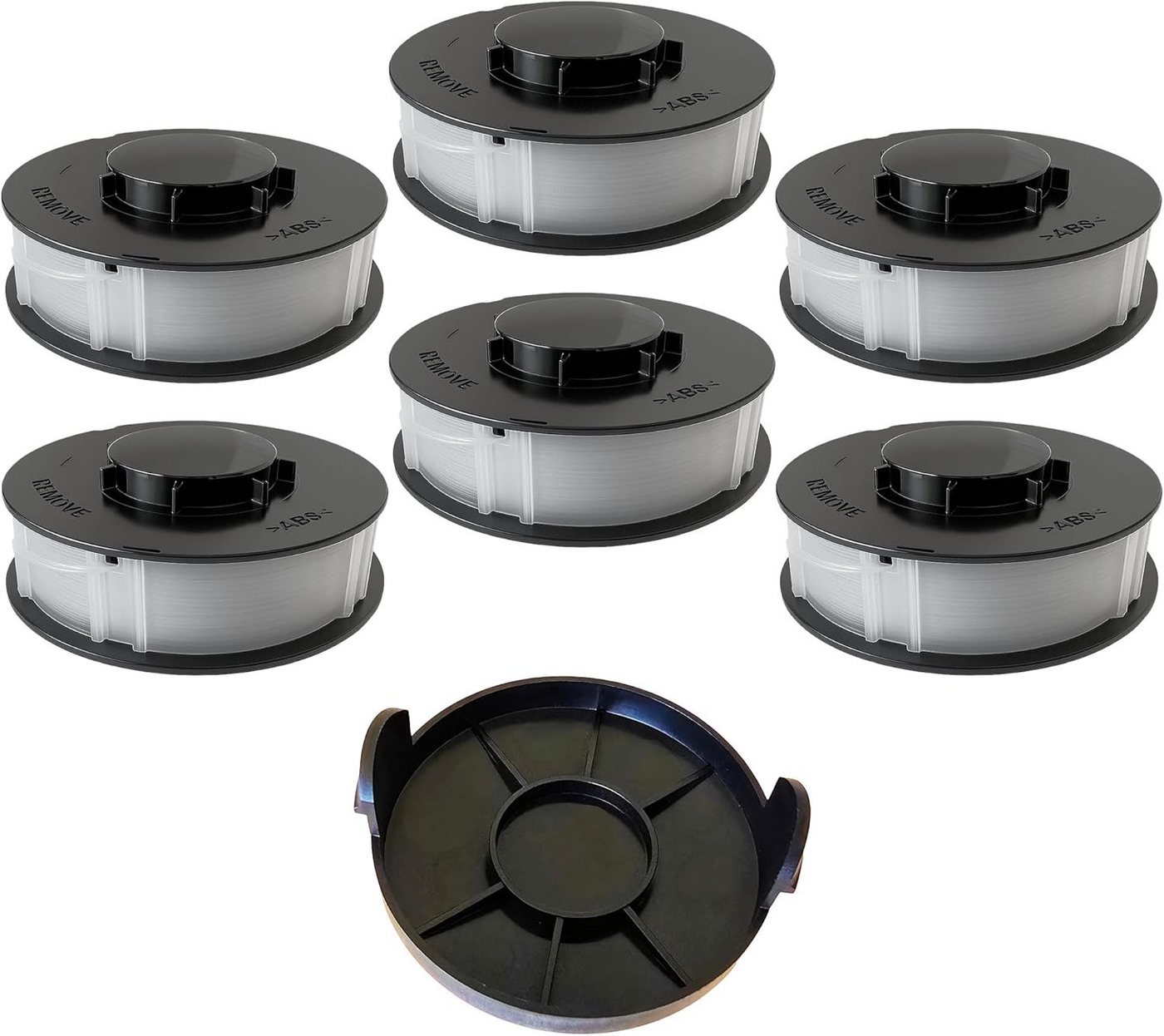 VABIONO Rasentrimmer-Ersatzspule Spulen + Deckel für ALDI Gardenline TopCraft KingCraft Trimmer 7 Stück, (7-St., 6 Ersatzspulen + 1 Spulendeckel), Kostenloser Versand Bild 3
