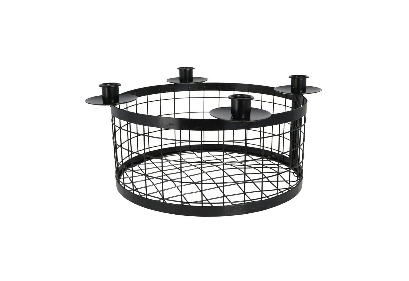 Macosa Home Adventskranz Korb Schwarz Metall 20cm od. 35 cm modern, elegantes Adventsgesteck 4 Kerzenhalter Bild 2