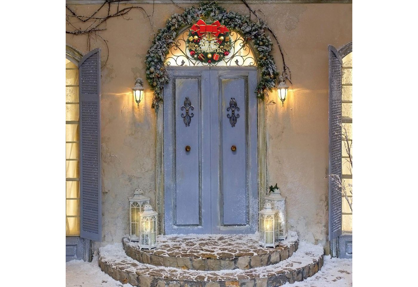 Cachito Dekokranz 30cm Künstlicher Weihnachtskranz Türkranz Weihnachtsdekoration, für Einkaufszentren Schaufenster Innen Außen