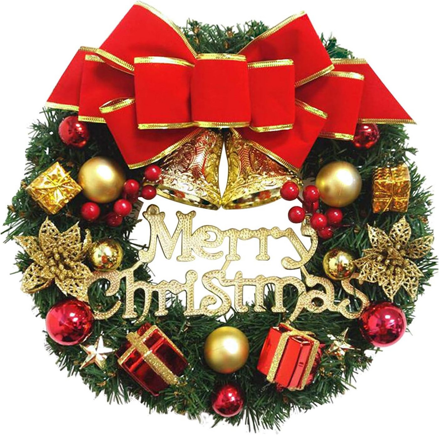 Cachito Dekokranz 30cm Künstlicher Weihnachtskranz Türkranz Weihnachtsdekoration, für Einkaufszentren Schaufenster Innen Außen Bild 2