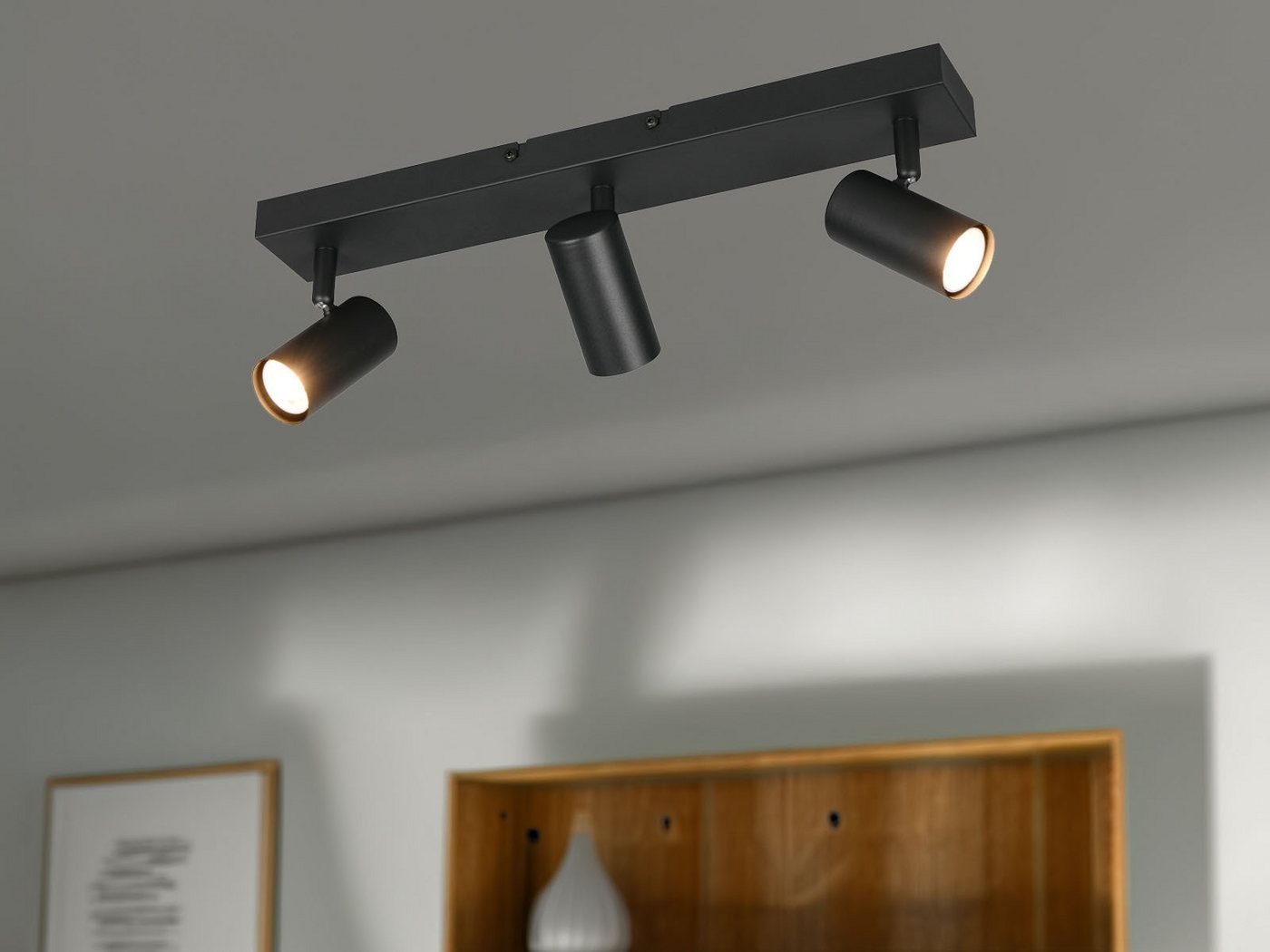 Reality Leuchten LED Deckenstrahler Metall, Spots schwenkbar, Breite 41cm, Leuchtmittel dimmbar, LED wechselbar, Warmweiß, Designklassiker Innen Strahler Deckenleuchte dimmbar über Schalter Bild 2