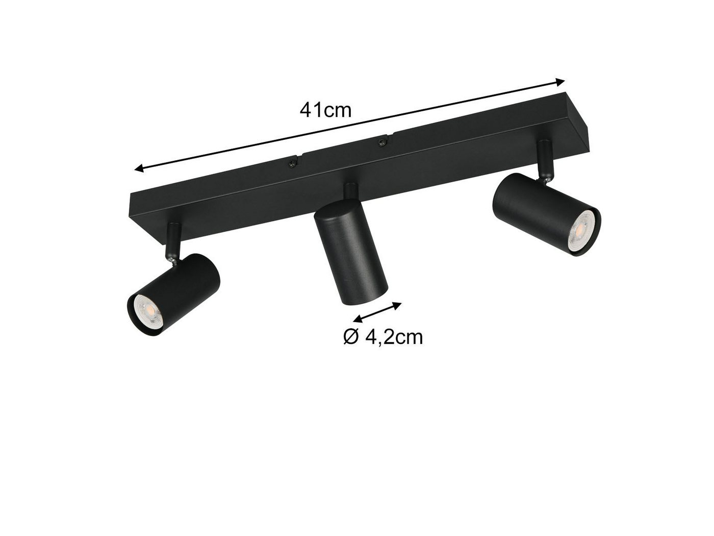 Reality Leuchten LED Deckenstrahler Metall, Spots schwenkbar, Breite 41cm, Leuchtmittel dimmbar, LED wechselbar, Warmweiß, Designklassiker Innen Strahler Deckenleuchte dimmbar über Schalter Bild 4