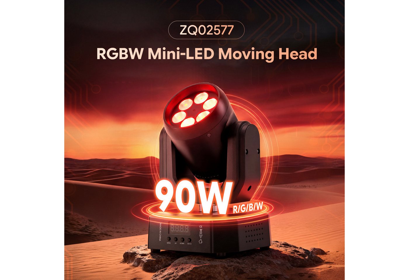 ZonQoonz Discolicht 90W Mini-Moving-Head-Scheinwerfer, sprachgesteuertes DMX für Partys DJ Bild 2