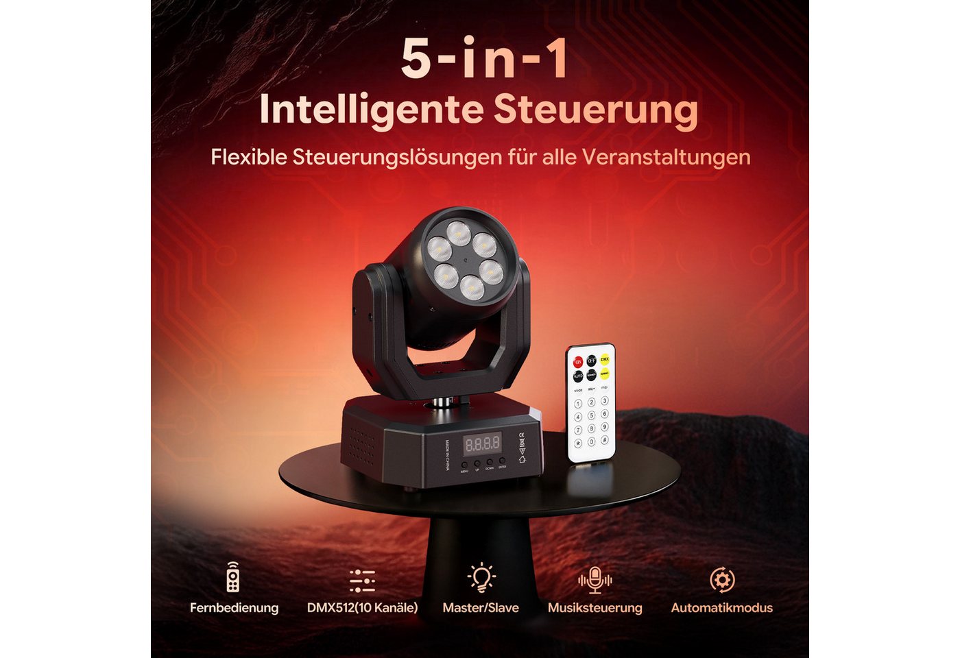 ZonQoonz Discolicht 90W Mini-Moving-Head-Scheinwerfer, sprachgesteuertes DMX für Partys DJ Bild 4