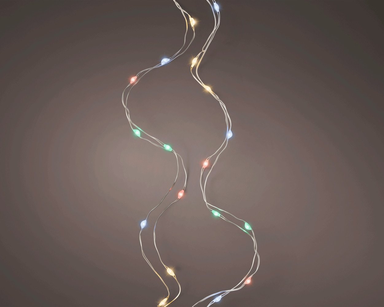 Lumineo LED-Lichterkette, LED Lichterkette mit Timer / Batteriebetrieb 495cm 100 LEDs Bunt
