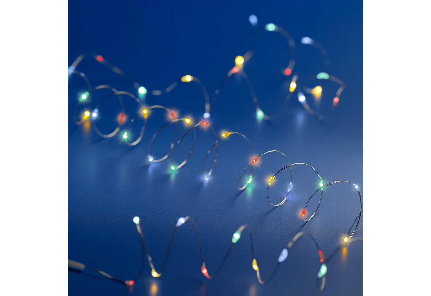 Lumineo LED-Lichterkette, LED Lichterkette mit Timer / Batteriebetrieb 495cm 100 LEDs Bunt Bild 3