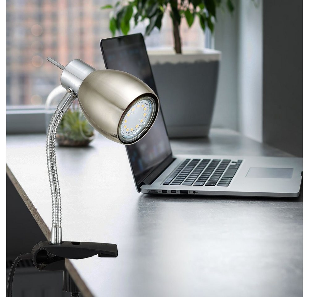 Briloner Leuchten LED Klemmleuchte, Leuchtmittel inklusive, Kaltweiß, Warmweiß, Neutralweiß, Tageslichtweiß, Farbwechsel, Klemmlampe nickel matt Klemmleuchte Klemmlampe