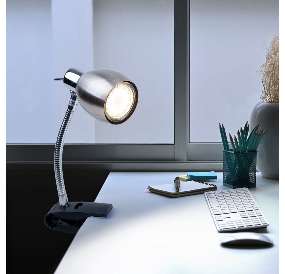 Briloner Leuchten LED Klemmleuchte, Leuchtmittel inklusive, Kaltweiß, Warmweiß, Neutralweiß, Tageslichtweiß, Farbwechsel, Klemmlampe nickel matt Klemmleuchte Klemmlampe Bild 4