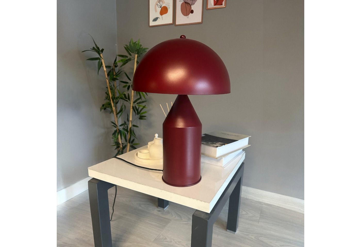 Bamyum Tischleuchte Nachttischlampe mit Kabel Lipeo Metall Pilz Lampe, ohne Leuchtmittel