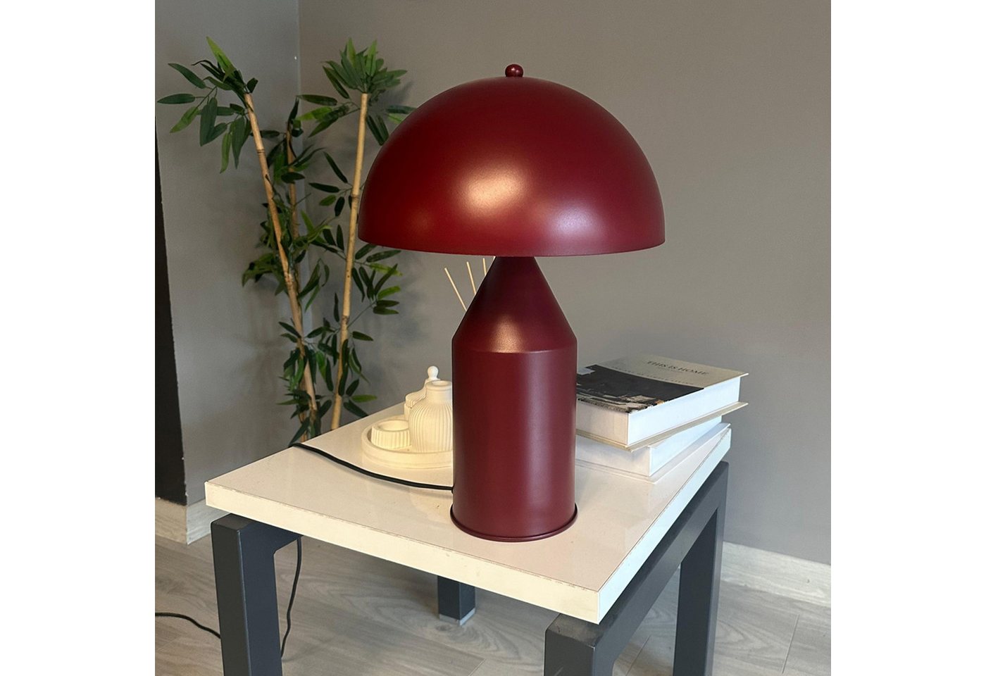 Bamyum Tischleuchte Nachttischlampe mit Kabel Lipeo Metall Pilz Lampe, ohne Leuchtmittel Bild 3