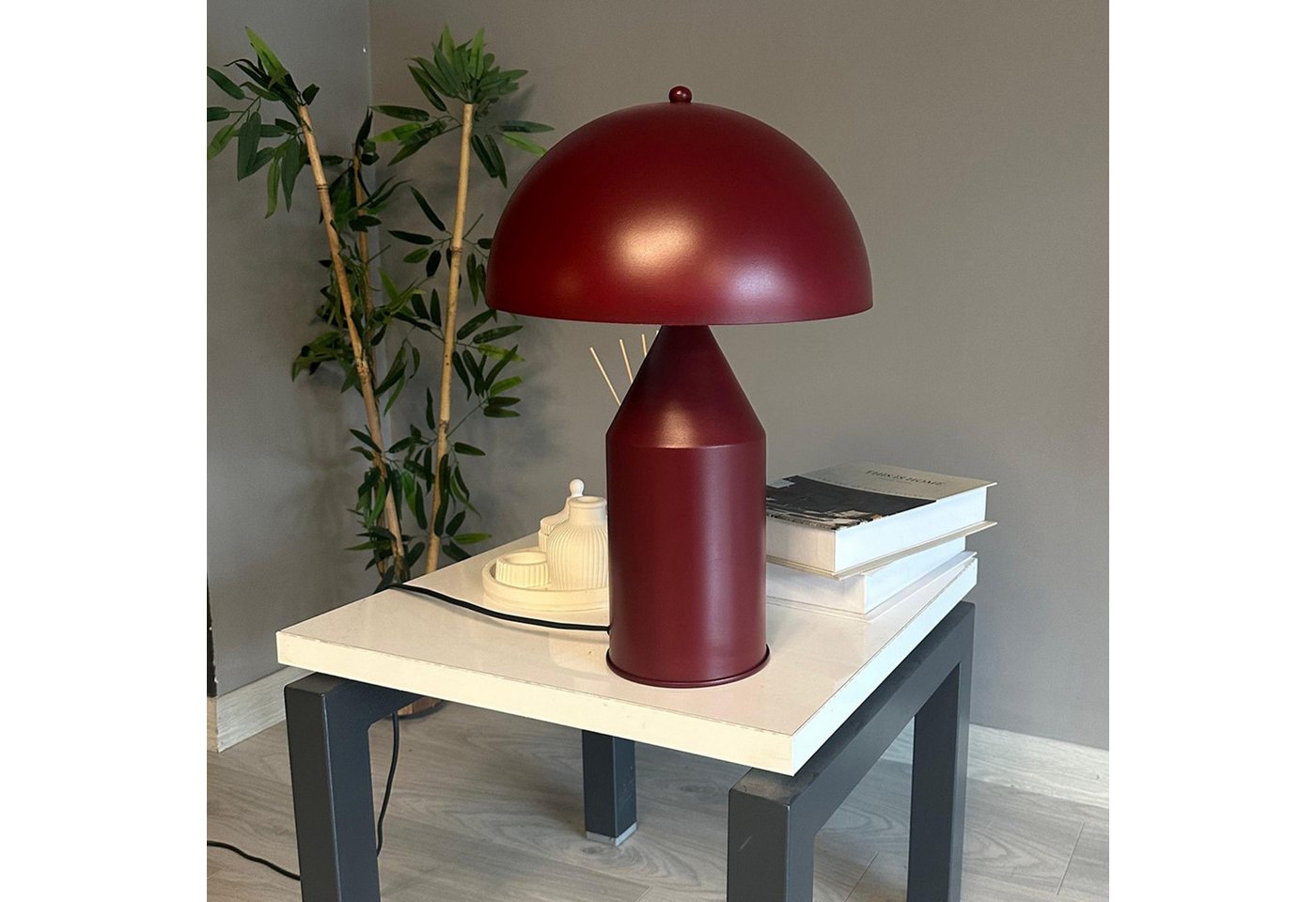 Bamyum Tischleuchte Nachttischlampe mit Kabel Lipeo Metall Pilz Lampe, ohne Leuchtmittel Bild 5