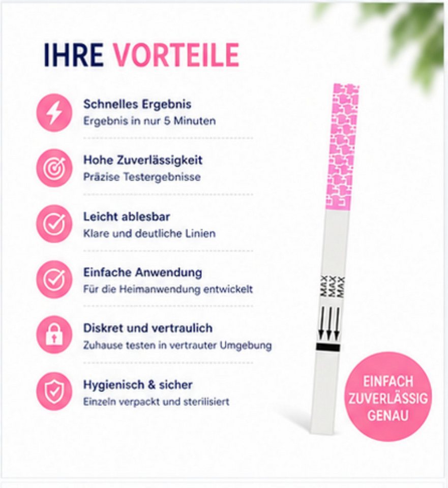 Safecare Bio-Tech Ovulationstest 25 Ovulationstest - Fruchtbarkeitstest Für Frauen, 25mlu/ml, Striefentest für Urin Luteinisierendes Hormon (LH), 25-tlg., Ovulationstest, Schnelles Ergebnis, einfache Handhabung, hohe Genauigkeit Bild 2