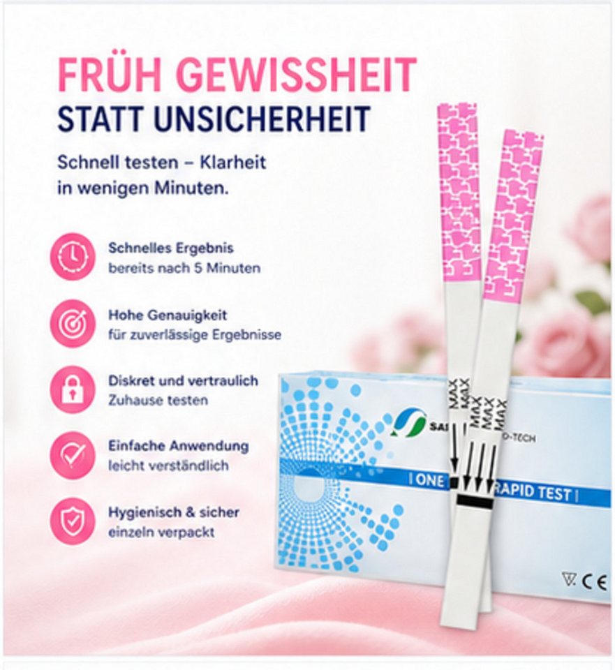 Safecare Bio-Tech Ovulationstest 25 Ovulationstest - Fruchtbarkeitstest Für Frauen, 25mlu/ml, Striefentest für Urin Luteinisierendes Hormon (LH), 25-tlg., Ovulationstest, Schnelles Ergebnis, einfache Handhabung, hohe Genauigkeit Bild 3