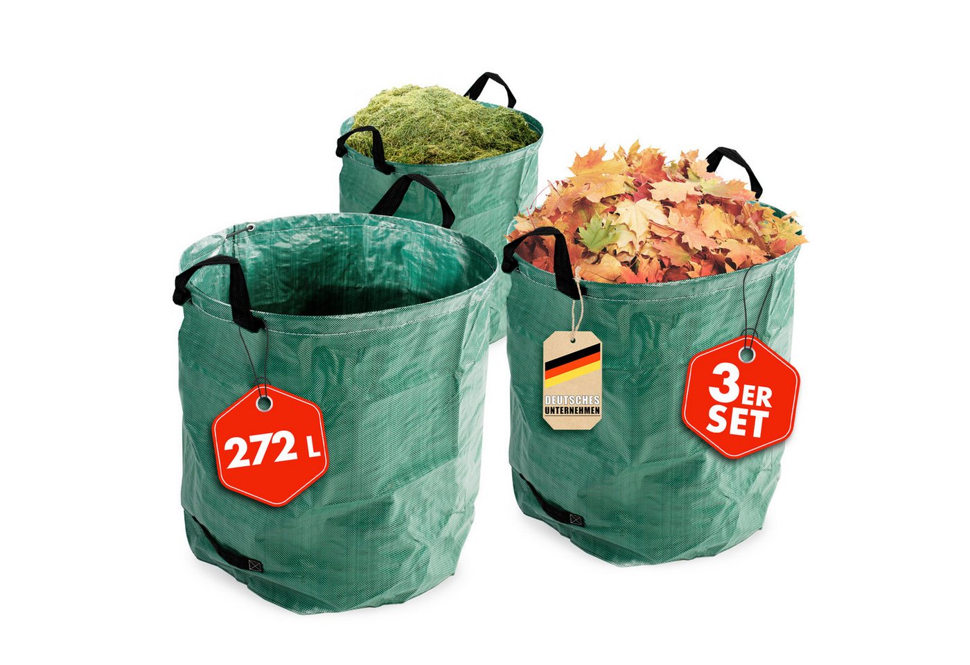 Kubus Gartenbox 3er Set Gartenabfallsack, Stabil, Selbststehend & Wasserabweisend (3er Set), Vielseitig einsetzbar Bild 3