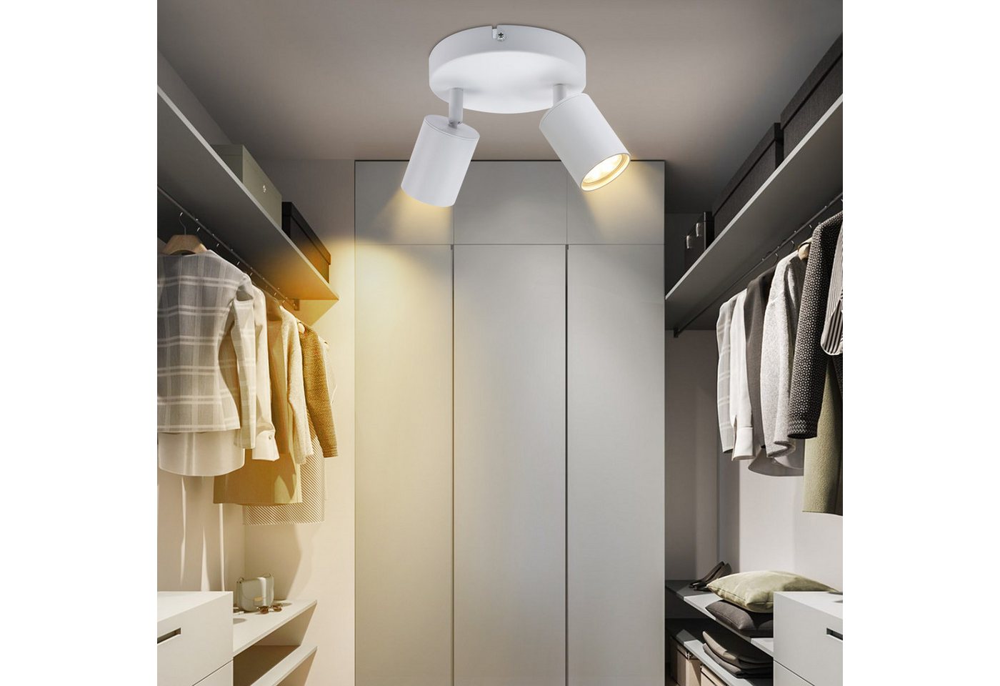 Nettlife Deckenstrahler 2 Flammig Schwarz/Weiß GU10 Wohnzimmer Modern Deckenlampe, Schwenkbar, LED wechselbar, Innen Rund Flur Deckenspot für Schlafzimmer Küche Bild 3