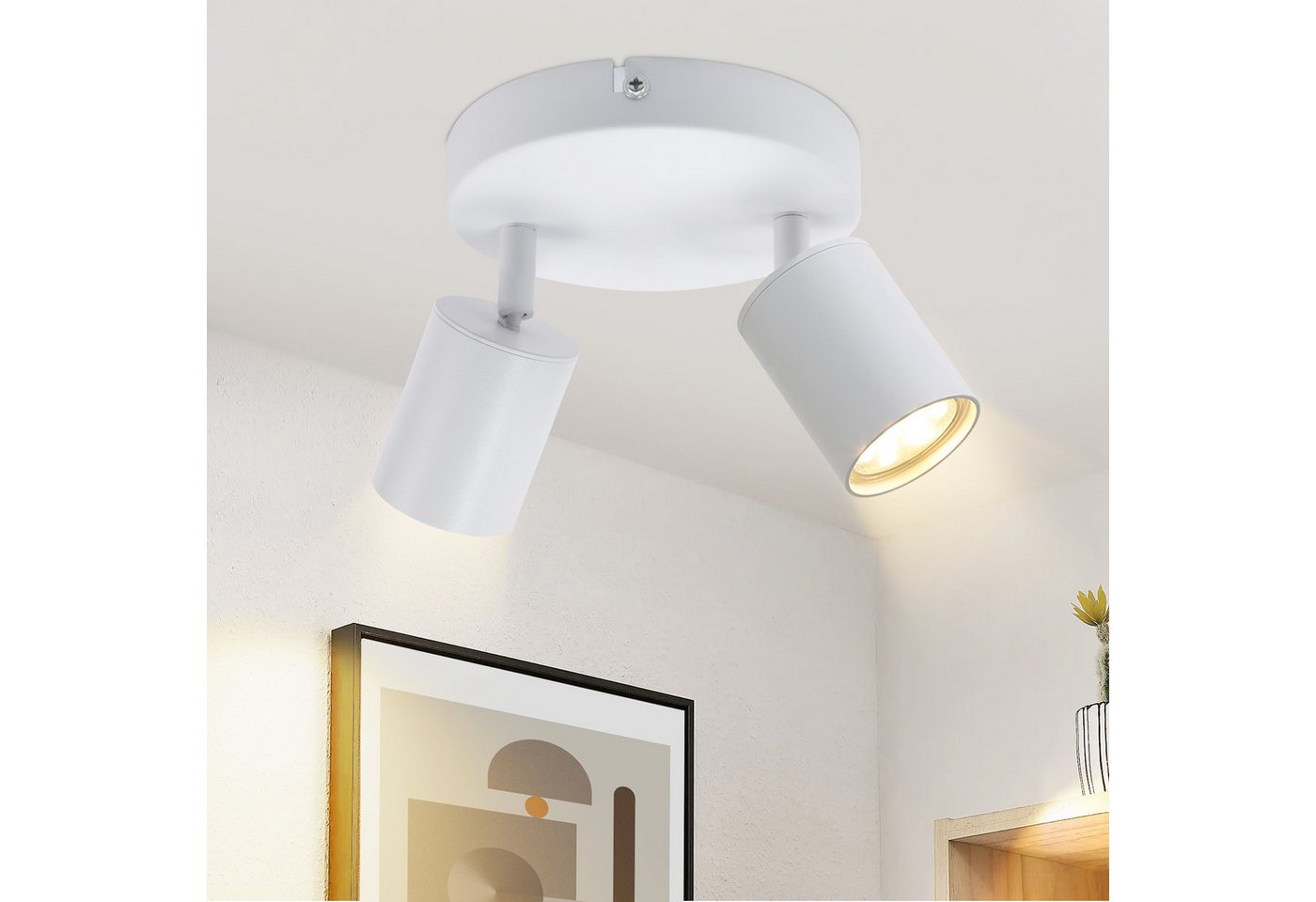 Nettlife Deckenstrahler 2 Flammig Schwarz/Weiß GU10 Wohnzimmer Modern Deckenlampe, Schwenkbar, LED wechselbar, Innen Rund Flur Deckenspot für Schlafzimmer Küche Bild 5