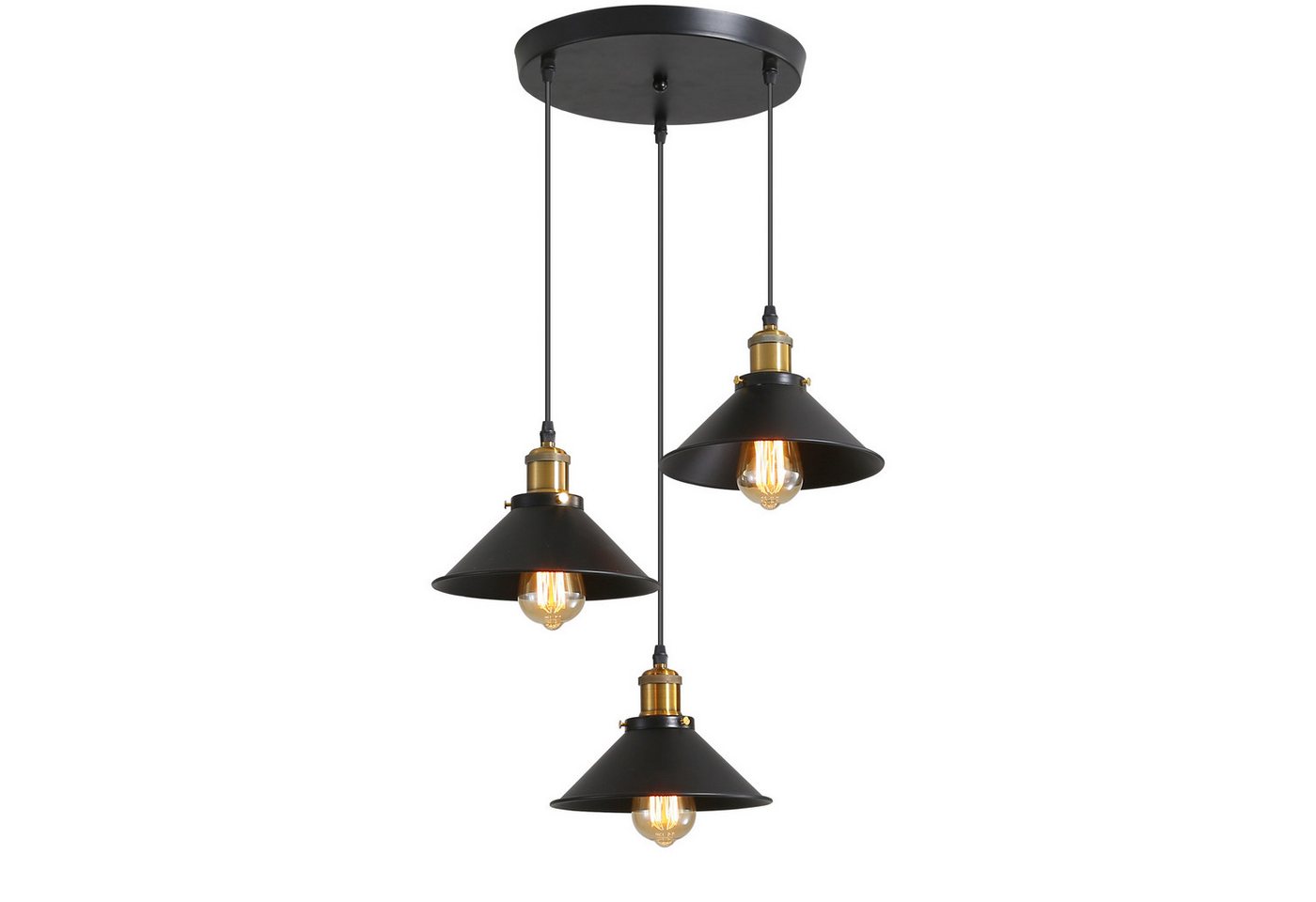 Riserva Kronleuchter Schwarzer Kronleuchter,Vintage Deckenleuchte,3 flammig,Industriedesign