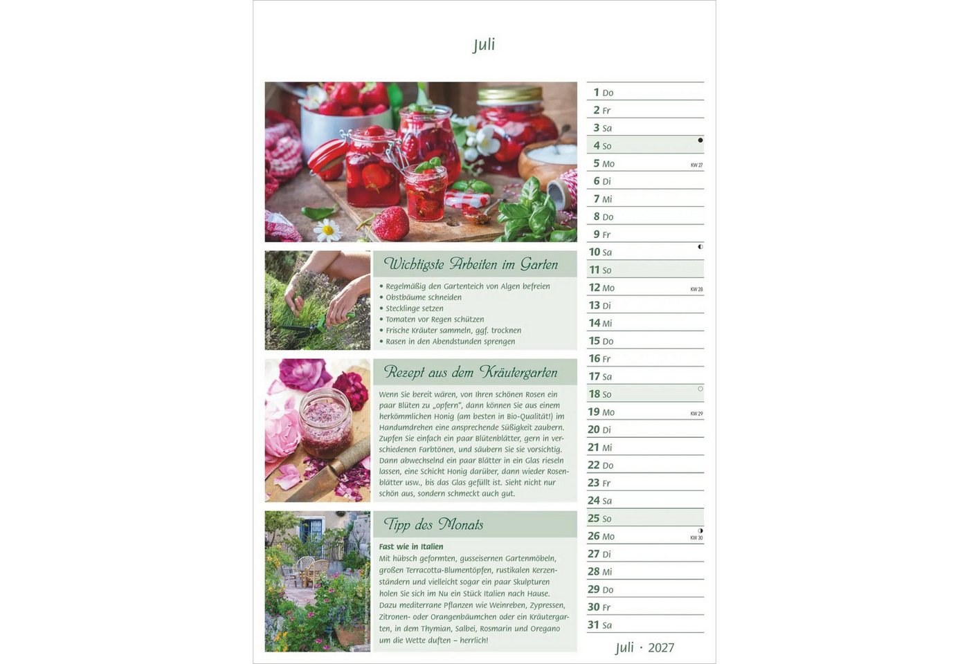 Wandkalender Das Gartenjahr 2027
