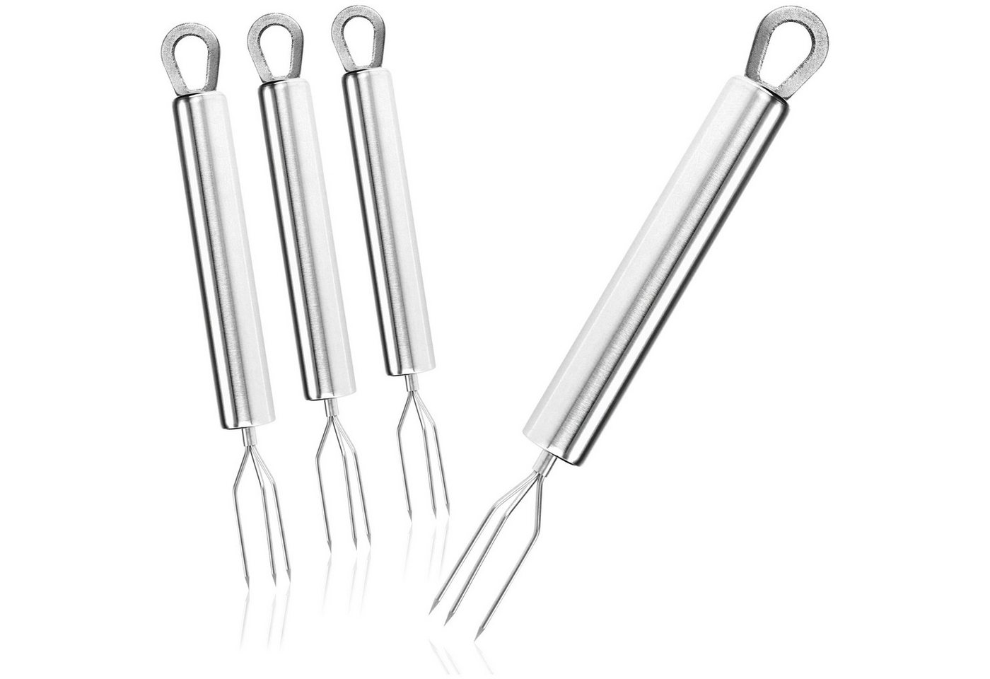 com-four Pellkartoffelgabel Pellkartoffel-Gabel mit 3 Zinken, aus rostfreiem Edelstahl 430, wiederverwendbar als Maisspieß Bild 2