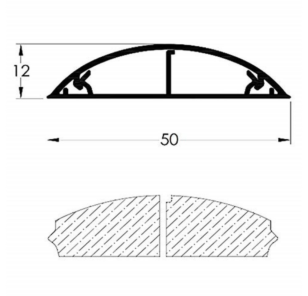 ARLI Kabelkanal 4x 1m halbrund selbstklebend 50 x 12 mm weiß Kabelbrücke TV Kabelkanal (4-St) Bild 2