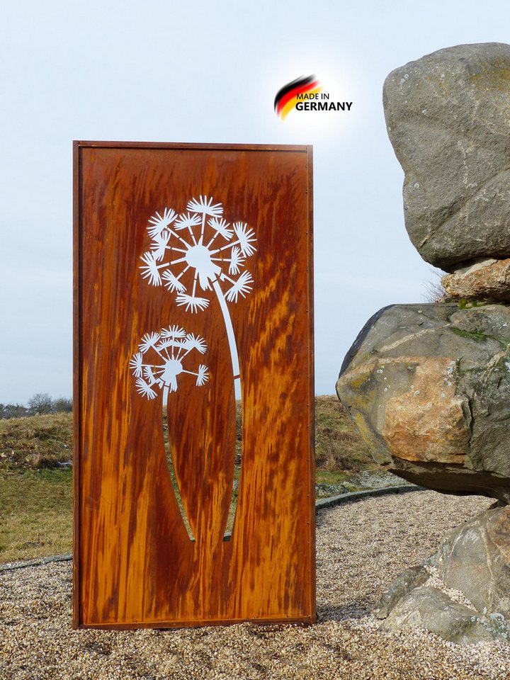 BADEKO Sichtschutzelement Sichtschutz Paravent Pusteblume 200x100cm Edelrost/Cortenstahloptik Bild 2