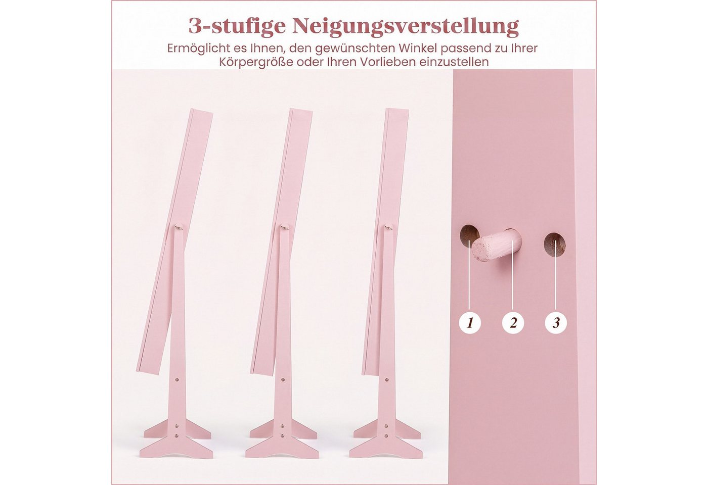 COSTWAY Schmuckregal mit Ganzkörperspiegel, Schmuckschrank neigbar, Schmuckständer Bild 2