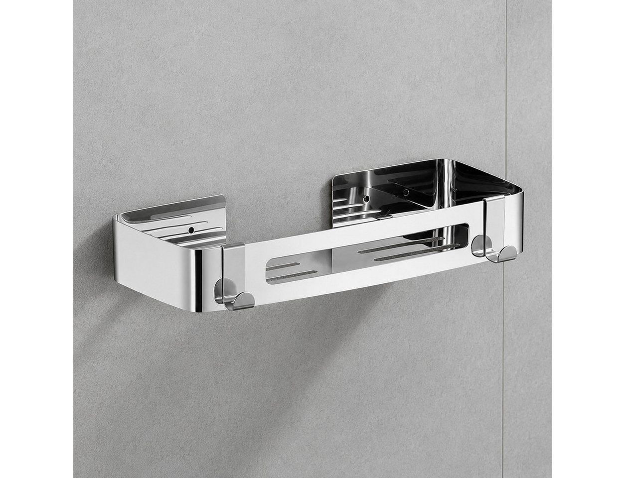 JASLIFE Duschablage 30 cm aus 304 Edelstahl, ohne Bohren, mit 2 Haken Bild 3