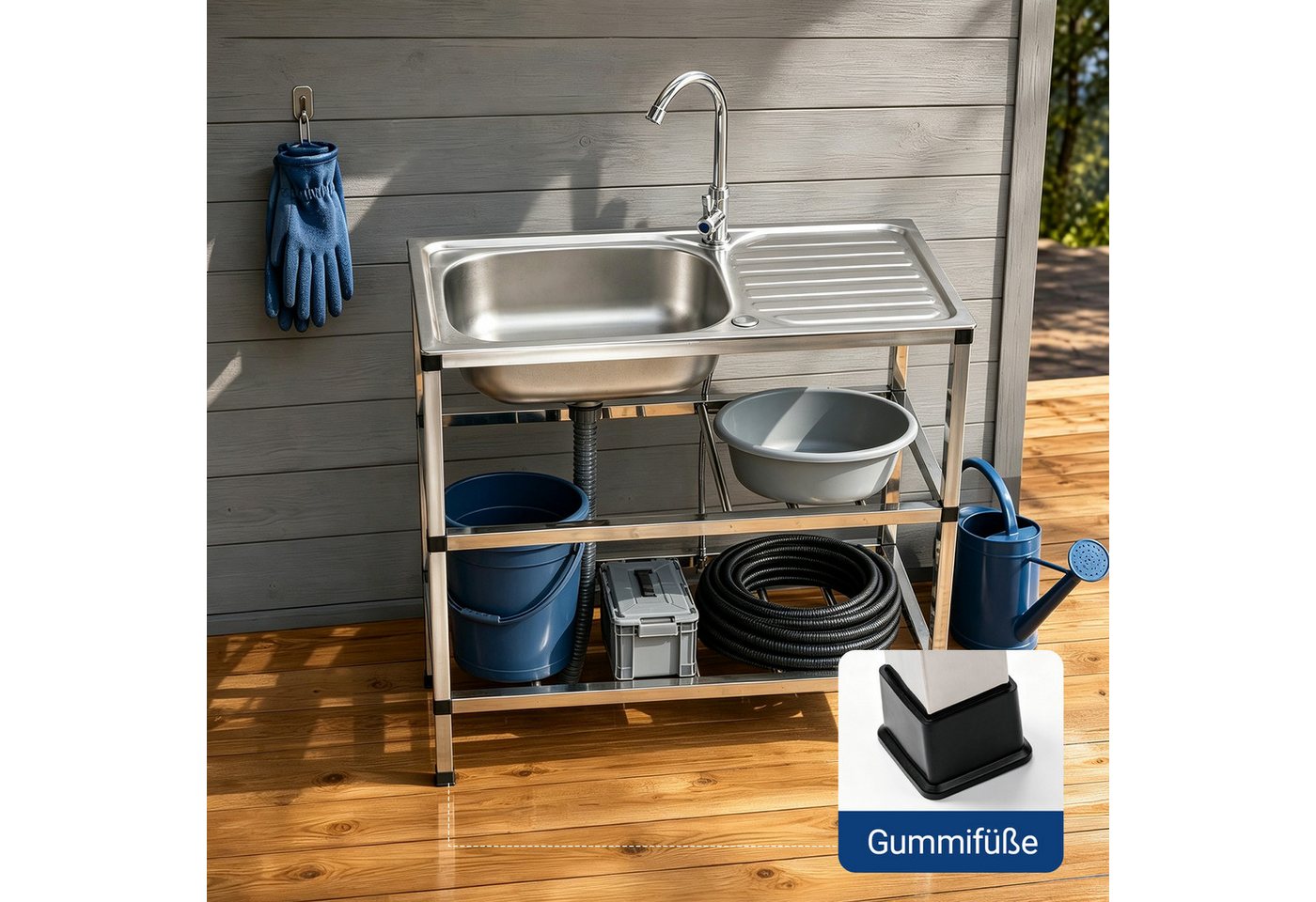 Youyijia Edelstahlspüle Edelstahl Spültisch mit Wasserhahn und Abtropffläche Bild 5