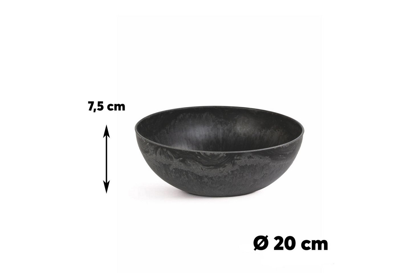 matches21 HOME & HOBBY Blumentopf Pflanzschalen für draussen Vintage Dekoschalen rund schwarz 2x 20 cm (2 St), Blumen-Schale als wetterfeste Friedhof-Schale Grab-Schmuck Grabschale Bild 2