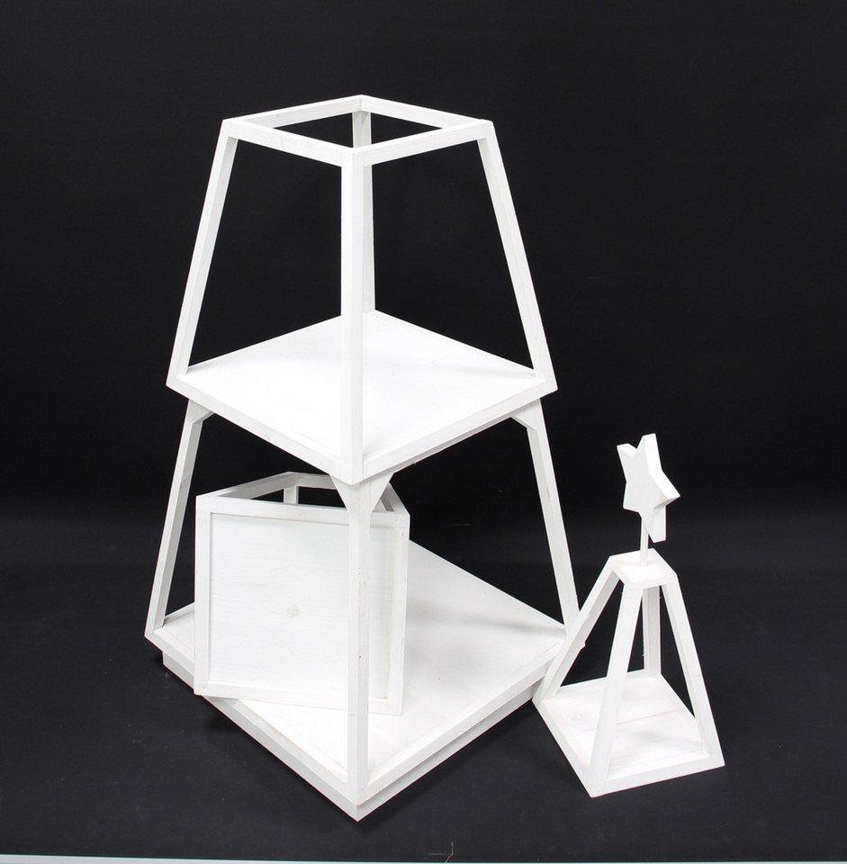 Dekoleidenschaft Standregal Dekotanne "Shabby White" aus Holz, weiß, Pyramide mit 4 Ebenen, 175 cm, hoch, Regal für Wohnzimmer, Küche & Bad, Weihnachtsbaum Alternative Bild 5