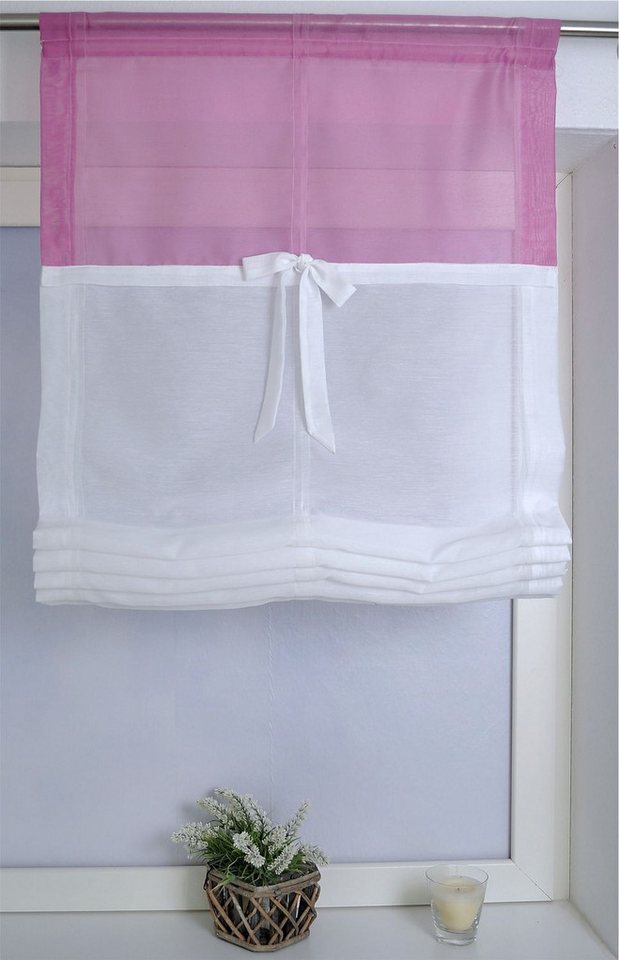 Kutti Raffrollo Roma, mit Stangendurchzug, »Rainbow« weiß-fuchsia + Zubehör
