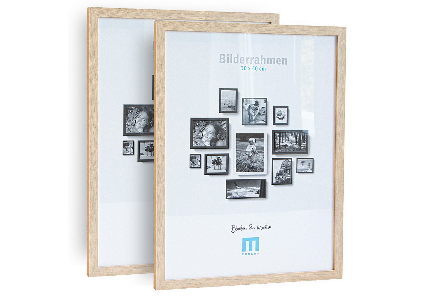 M MERCEO Bilderrahmen, 2er Set 30x40cm Bilderrahmen in natur (MDF, Acrylglas, Wandhalterung) Bild 4
