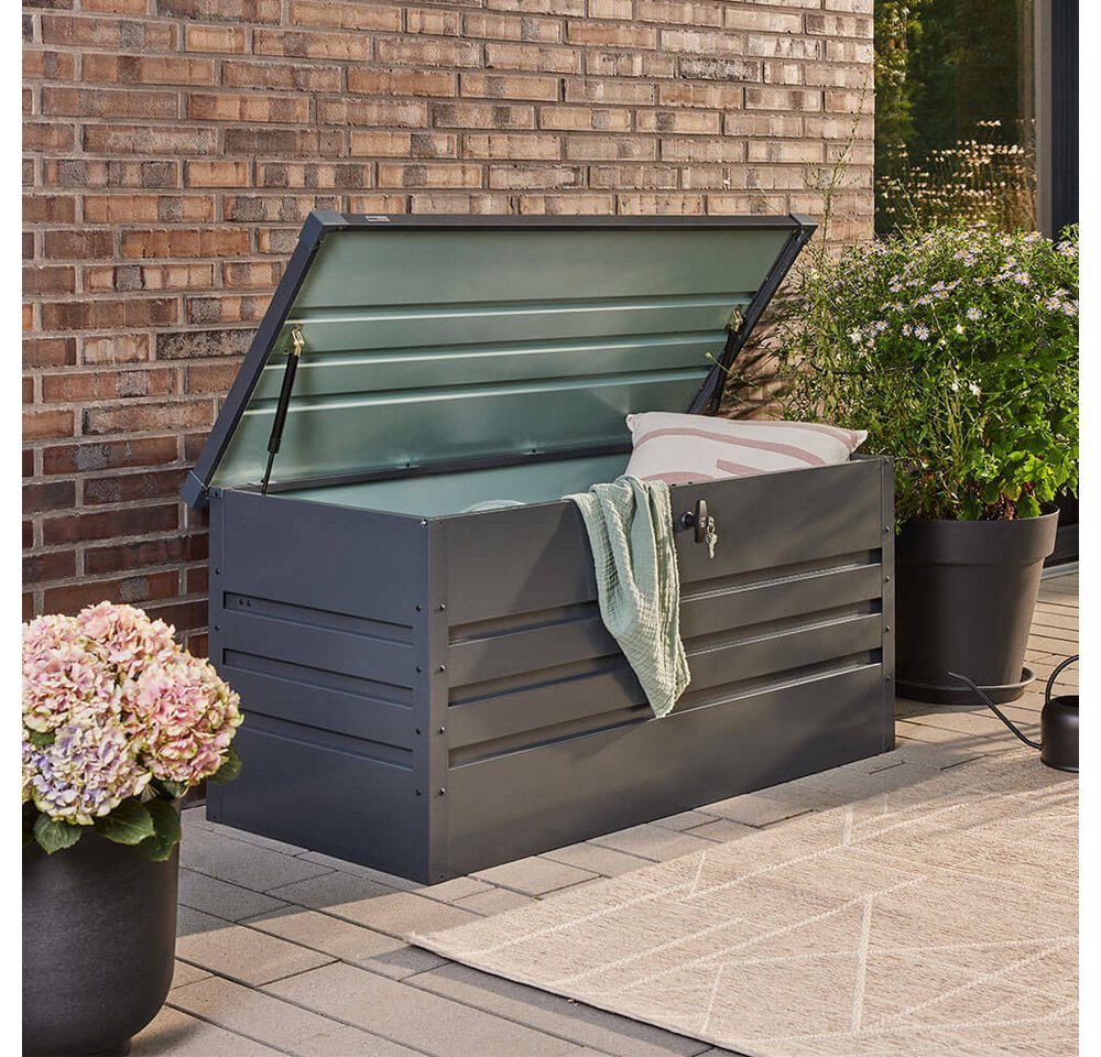 HOME DELUXE Auflagenbox Metallaufbewahrungsbox 600L, 126 x 56 cm 400l, Wetterfest, Gartentruhe, Gartenbox Bild 5