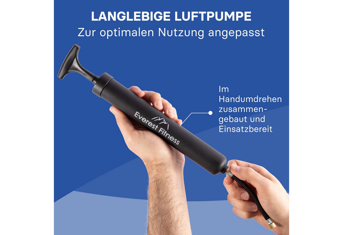 EVEREST FITNESS Luftpumpe Ballpumpe Set mit Nadeln und Schlauch für Fußball und Basketball