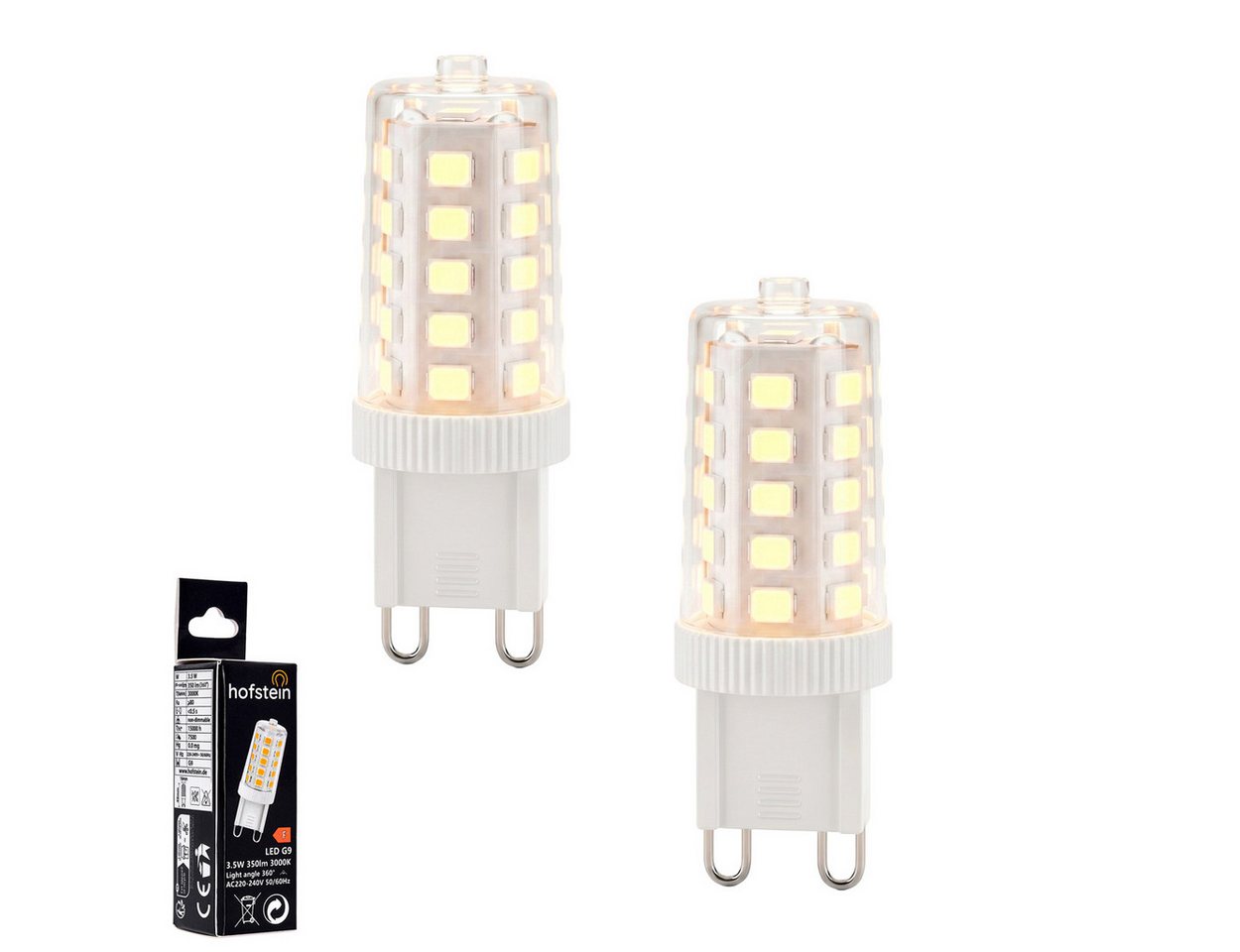 hofstein LED-Leuchtmittel 2er Set Glühbirne G9 Warmweiß nicht dimmbar 3,5 Watt, G9, 3000 Kelvin, 350 Lumen, Klar Bild 4