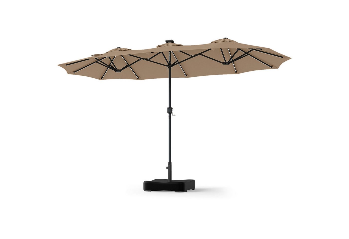 KOMFOTTEU Sonnenschirm, Gartenschirm mit 108 Solar-LED-Leuchten, 12 Rippen & Ständer