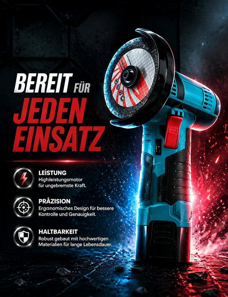 AIBISTAR Akku-Winkelschleifer Mini-Winkelschleifer, 2 Akkus, bürstenlos, tragbar, Perfekt für Heimwerker & Bastler Bild 3