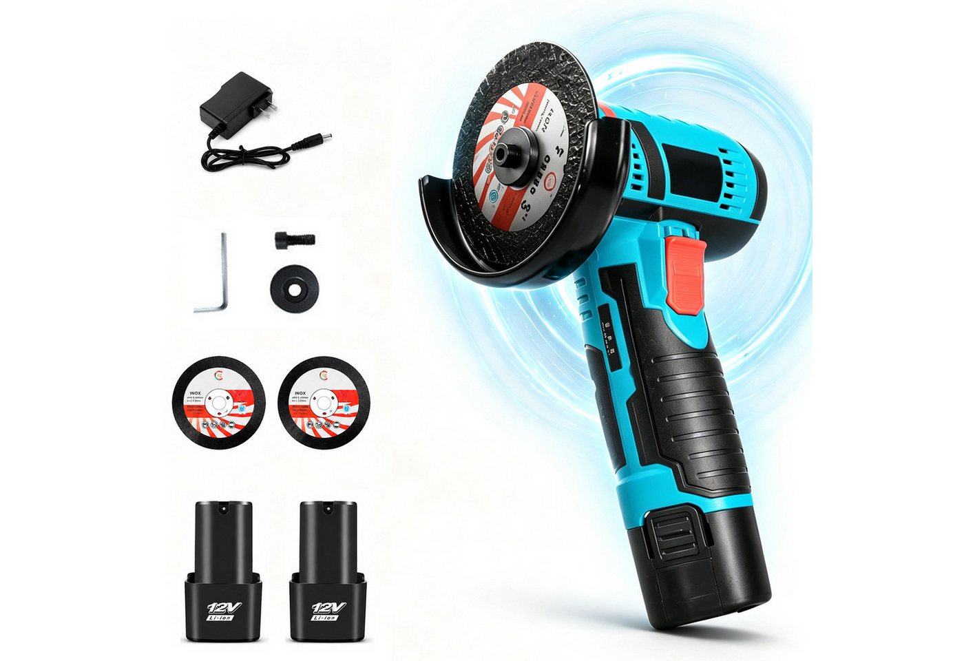 AIBISTAR Akku-Winkelschleifer Mini-Winkelschleifer, 2 Akkus, bürstenlos, tragbar, Perfekt für Heimwerker & Bastler Bild 5