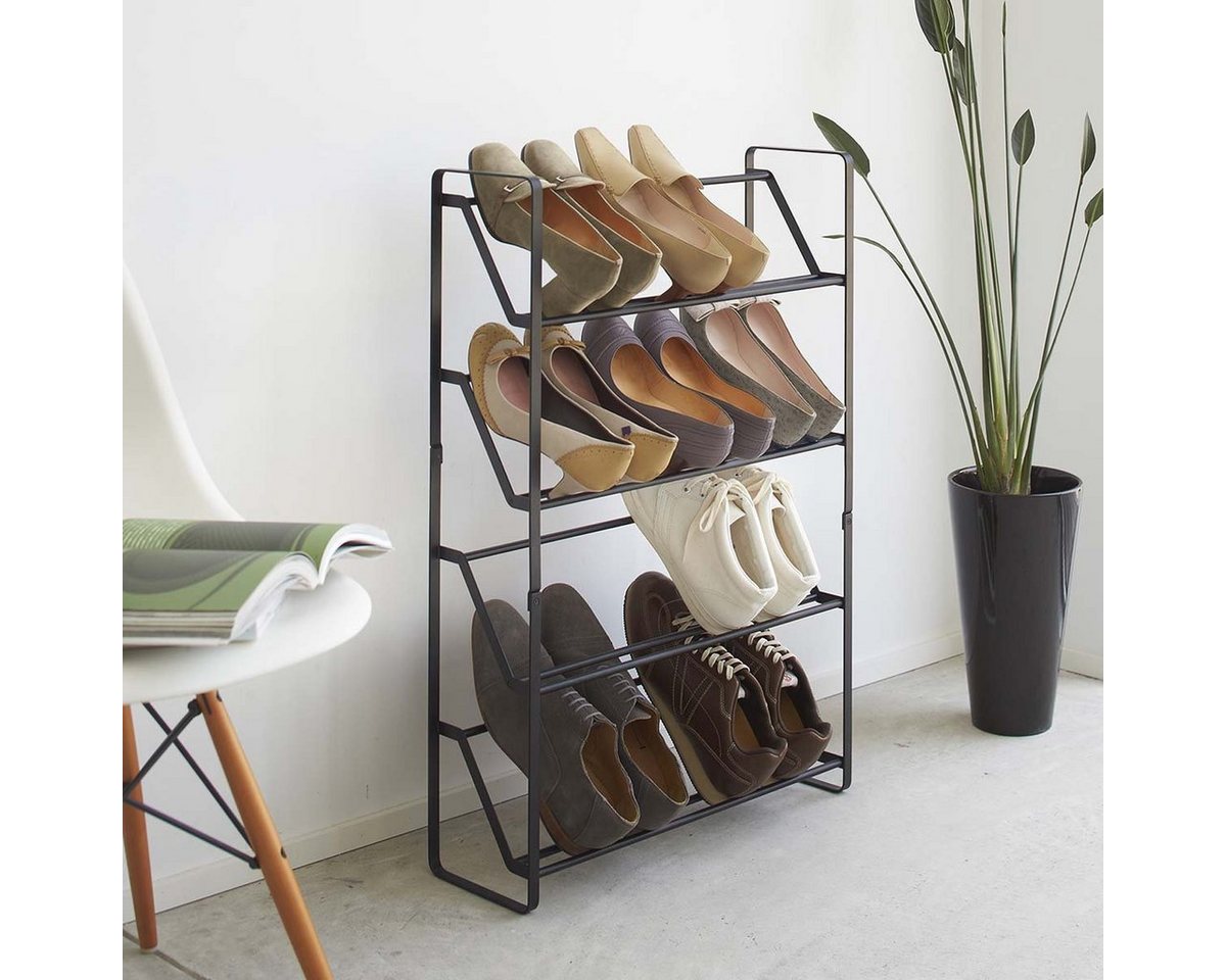 Yamazaki Schuhregal Frame Schuhständer aus Metall schmal 4 Ebenen Schuhablage platzsparend, Schuhständer, platzsparend, Schuhablage, für 8-12 Paar, freistehend, minimalistisch Bild 4