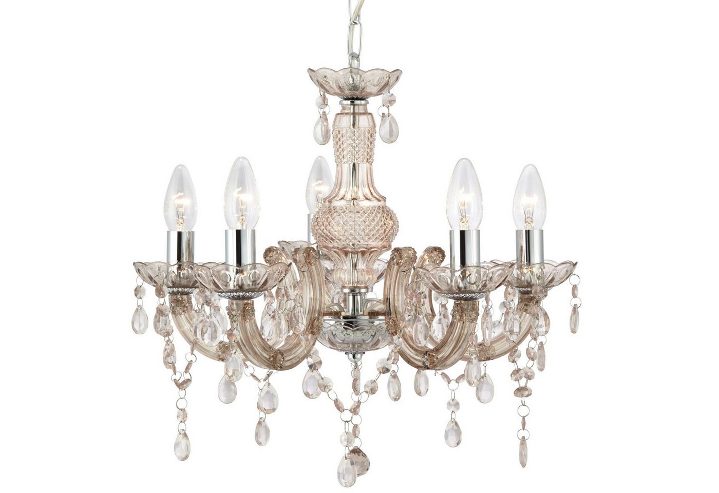 Licht-Erlebnisse Kronleuchter MARIE THERESE, ohne Leuchtmittel, Natur 5-flammig E14 Glas Klassisch Wohnzimmer Bild 5