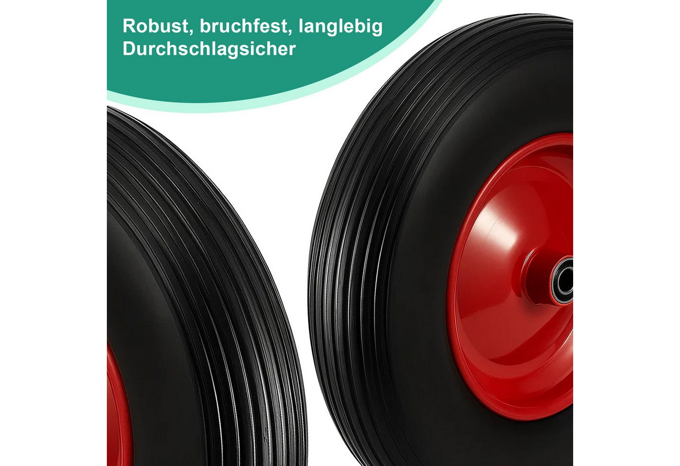 Youyijia Schubkarre PU Schubkarrenrad Vollgummi 15 Zoll Schubkarrenrad 4.80/4.00-8 Ø 380mm