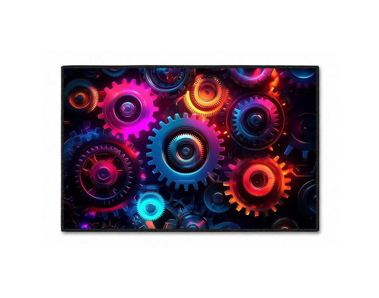 Jumpeak Teppich Cyberpunk-Teppich mit leuchtenden Zahnrädern, Weihnachtsgeschenk, Rechteck, Höhe: 5 mm, Rectangular, 5mm dick, faux cashmere, indoor rug, machine-washable rug Bild 4