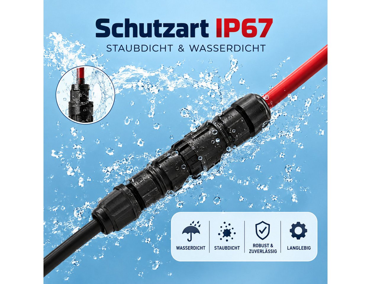 GLIESE Solarmodul Solarkabel 10m Schwarz & Rot – 10 AWG, IP67, für PV & Balkonkraftwerk, (1 x Solarmodul-Verlängerungskabel (10 m), 6 mm² PV-Kabel 10m – IP67, flexibel & wetterfest Bild 4