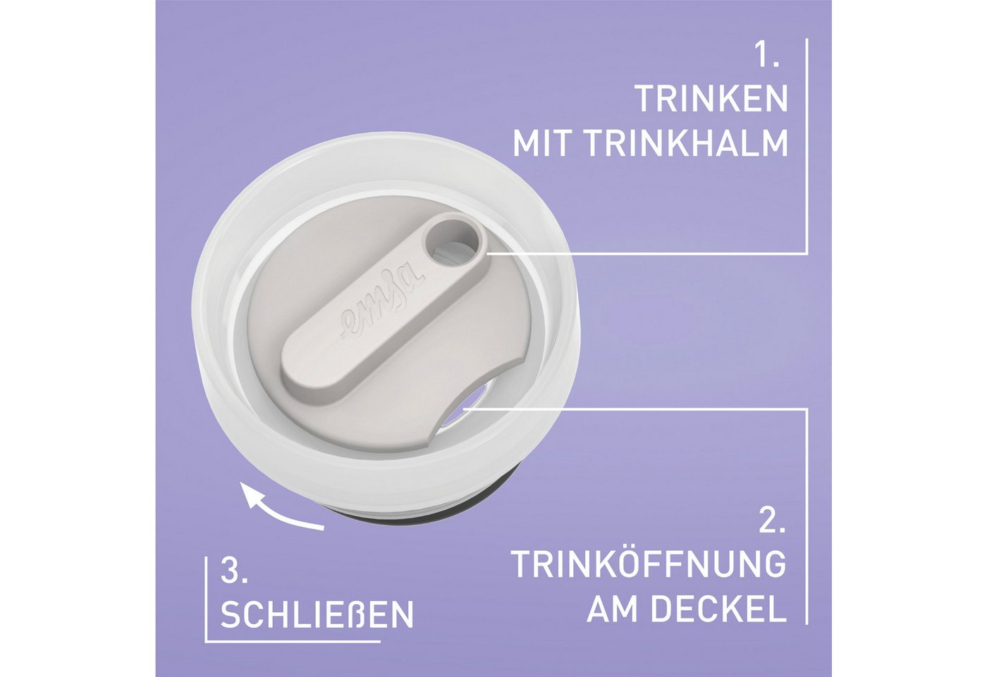 Emsa Trinkflasche Travel Mug Cool³, integrierter Strohhalm, 0,5 L, 12 h kühl (mit Eiswürfeln bis zu 24 h) Bild 2
