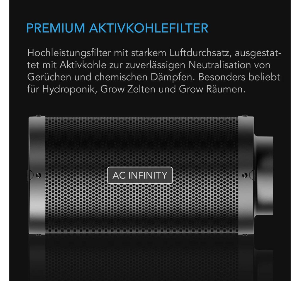 AC INFINITY Aktivkohlefilter AC Infinity Aktivkohlefilter XL mit australischer Aktivkohle, 200 mm XL Anschluss und 1580 m³/h Bild 4