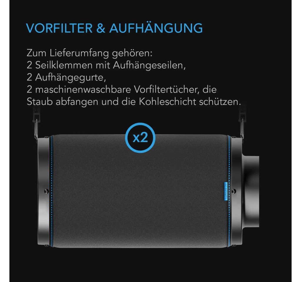 AC INFINITY Aktivkohlefilter AC Infinity Aktivkohlefilter XL mit australischer Aktivkohle, 200 mm XL Anschluss und 1580 m³/h Bild 5